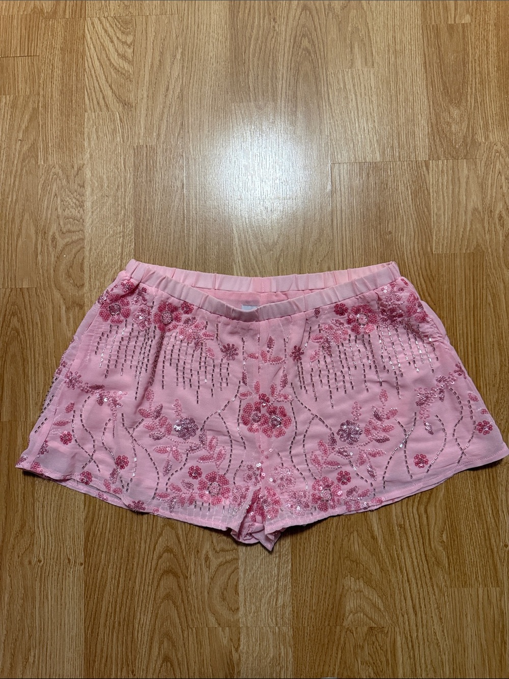 Peppermayo Pink Embellished Floral Shorts